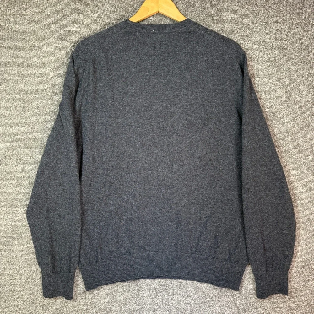 Banana Republic Mens Wool Blend Crewneck Sweater Elbow Patches Gray Large